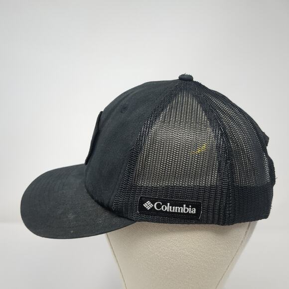 Columbia Patch Snapback Mesh Back Trucker Hat Black One Size Adjustable - Picture 3 of 8
